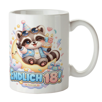 Lustige Tasse zum 18. Geburtstag für Jungen mit Waschbär|p:2015249|h:adb61e7735bb0d0bd9bf693ef528a4db