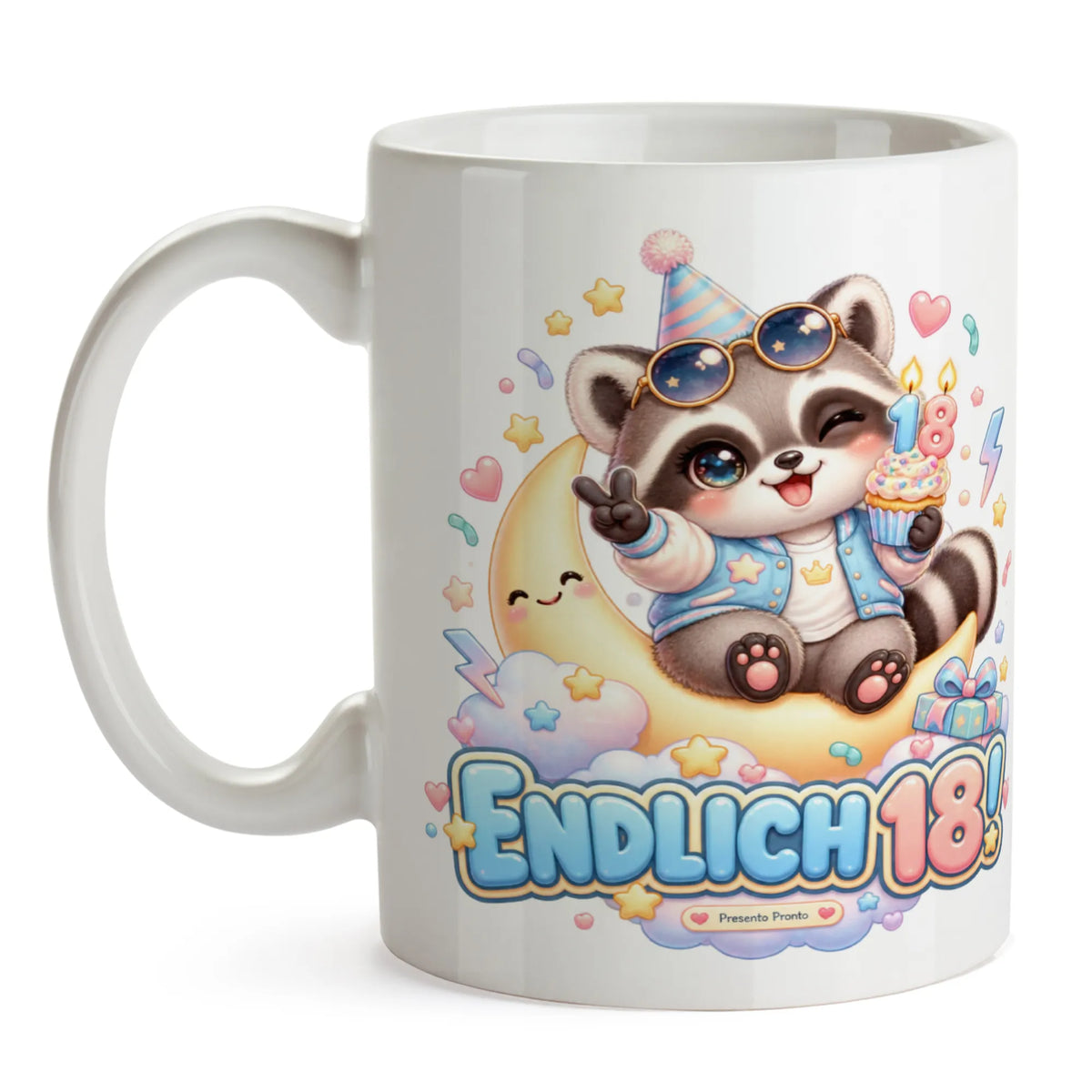 Lustige Tasse zum 18. Geburtstag für Jungen mit Waschbär|p:2015249|h:3d6a0bd81abf02f300d72fe4295d2471
