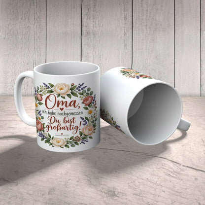 Lustige Tasse für die großartige Oma mit Blumenstrauß|p:2015251|h:6a43104d87b3f9e5393816f59d69c839