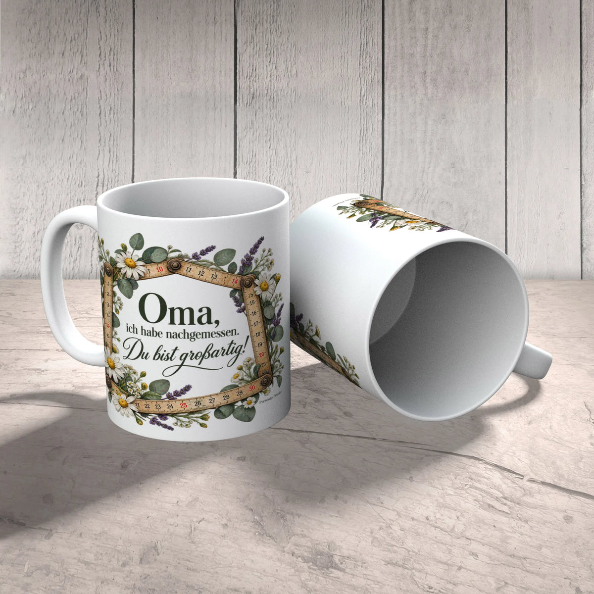 Lustige Tasse für Oma mit Zollstock und Wildblumen|p:2015280|h:e1f4eba53643663182643d267822c903