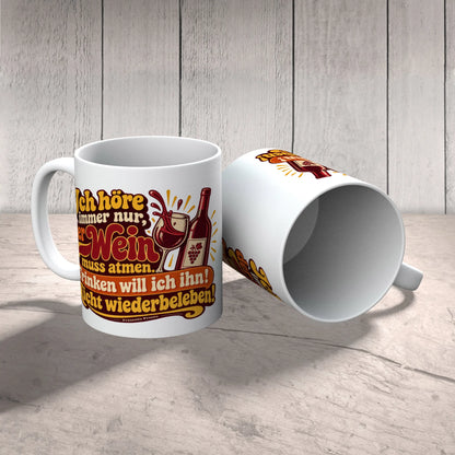Lustige Tasse Wein muss atmen für Weinliebhaber mit Weinglas|p:2015285|h:35ce3b6d3a566f3efda0301faa406361