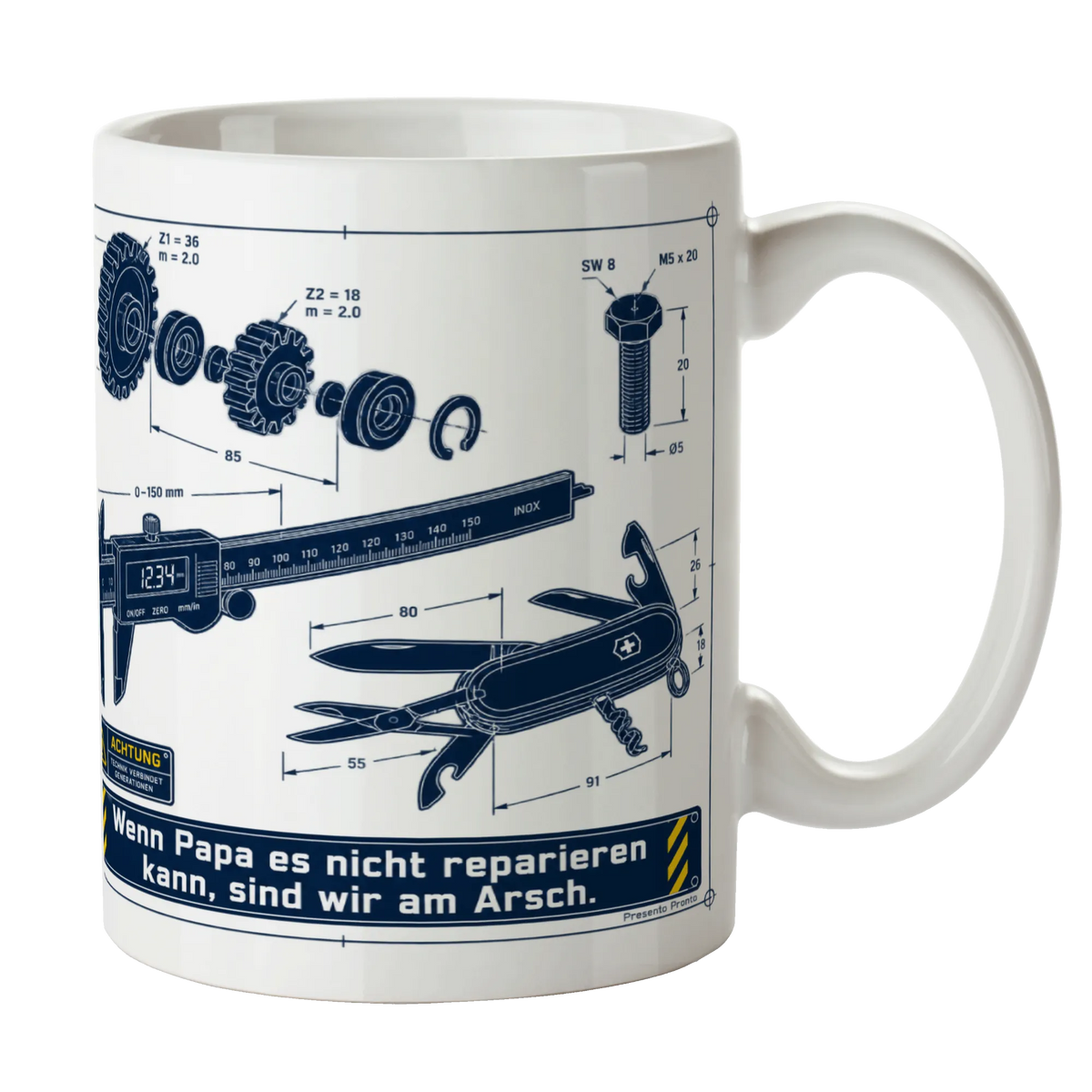 Lustige Tasse für Papa Wenn Papa es nicht reparieren kann mit Zahnrad|p:2015286|h:a502689325edd6ca9622c710af987203