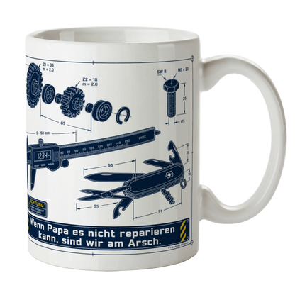Lustige Tasse für Papa Wenn Papa es nicht reparieren kann mit Zahnrad|p:2015286|h:a502689325edd6ca9622c710af987203
