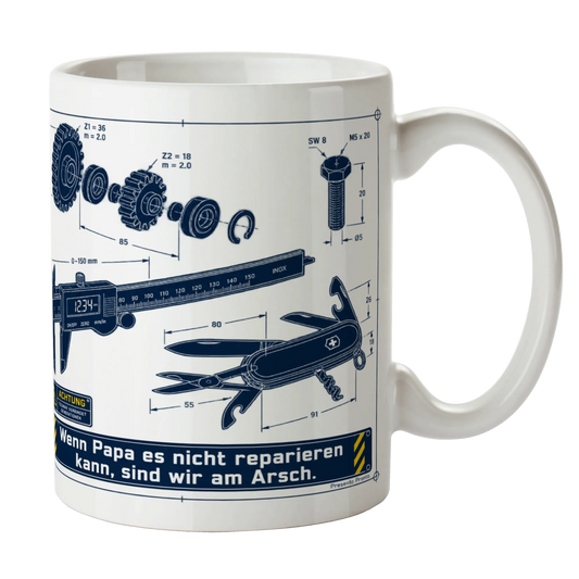 Lustige Tasse für Papa Wenn Papa es nicht reparieren kann mit Zahnrad|p:2015286|h:a502689325edd6ca9622c710af987203