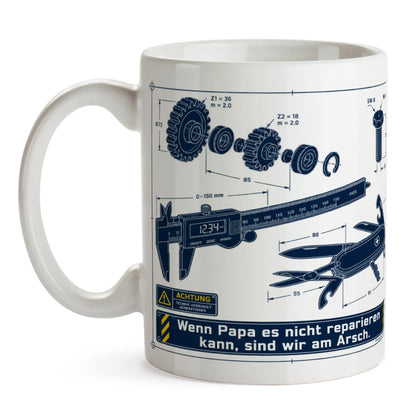 Lustige Tasse für Papa Wenn Papa es nicht reparieren kann mit Zahnrad|p:2015286|h:427d5f2df7f50a6fc4d5f439869fae35