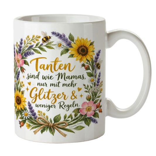 Lustige Tasse für die Tante wie Mama nur viel cooler mit Blumenkranz|p:2015288|h:304fbedb1162bddc3139c99daad408b0