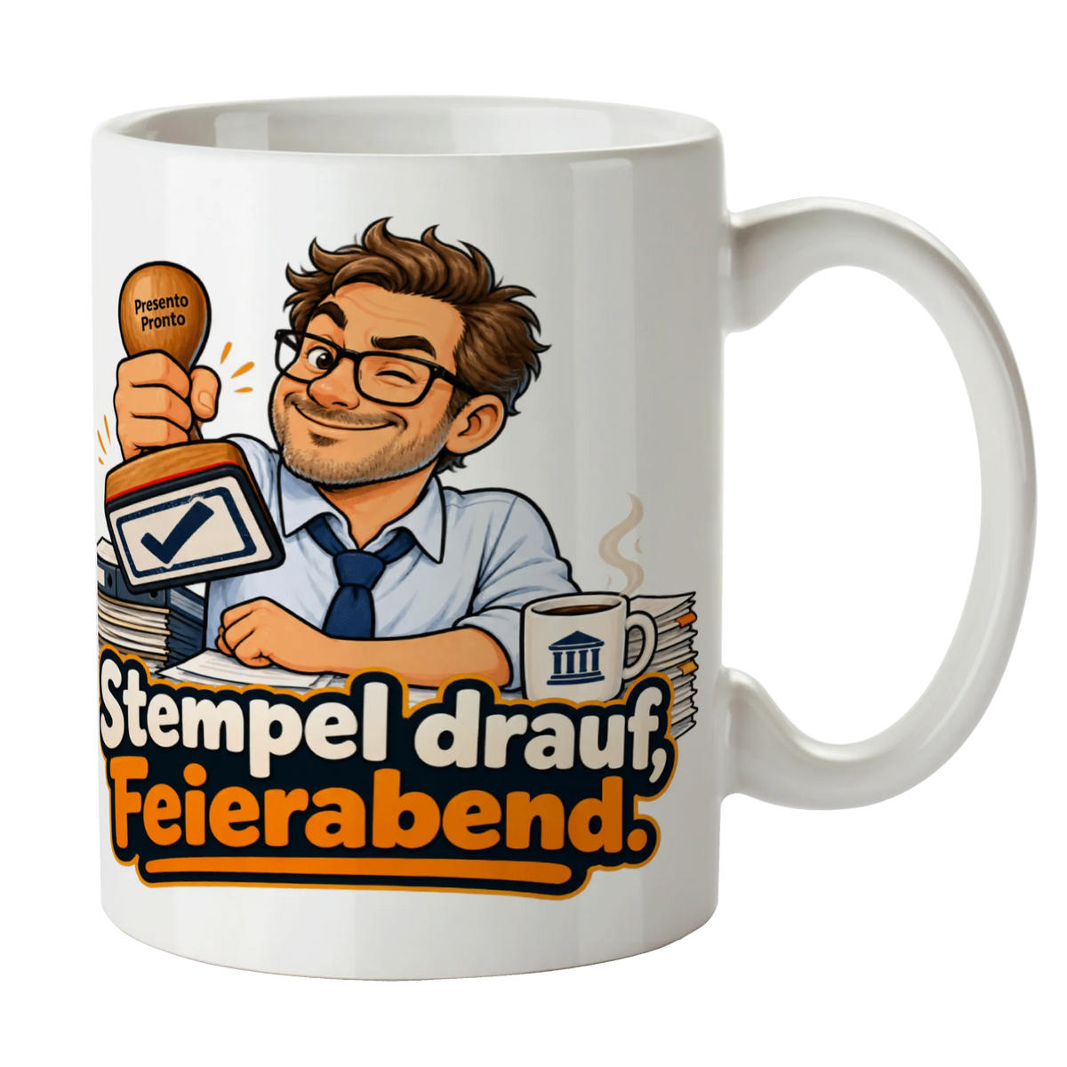 Lustige Tasse für Beamte mit Amtsstempel und Feierabend|p:2015303|h:3767049d69dbfb611acb38261b00428b