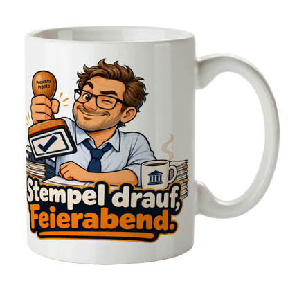 Lustige Tasse für Beamte mit Amtsstempel und Feierabend|p:2015303|h:3767049d69dbfb611acb38261b00428b