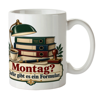 Lustige Tasse für Beamte mit Spruch zum Montag|p:2015311|h:0213daa9884451dc1cf5f1ab5fe71d36