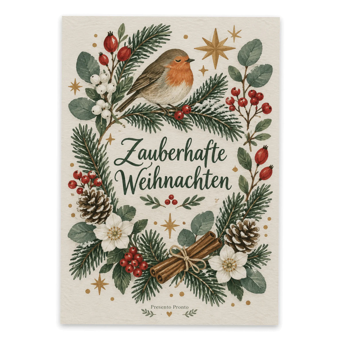 Zauberhafte Postkarte zu Weihnachten mit ruhendem Vogel|p:2016160|h:3f9749c6472dbb2313c9e08cc6b62d49
