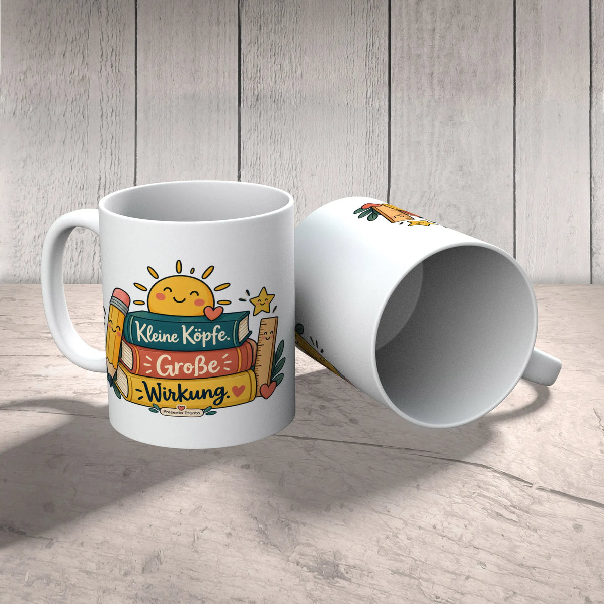 Herzliche Tasse für Lehrer mit bunten Büchern|p:2016167|h:f82554d4d003e9fd493a8bccc97ac34e