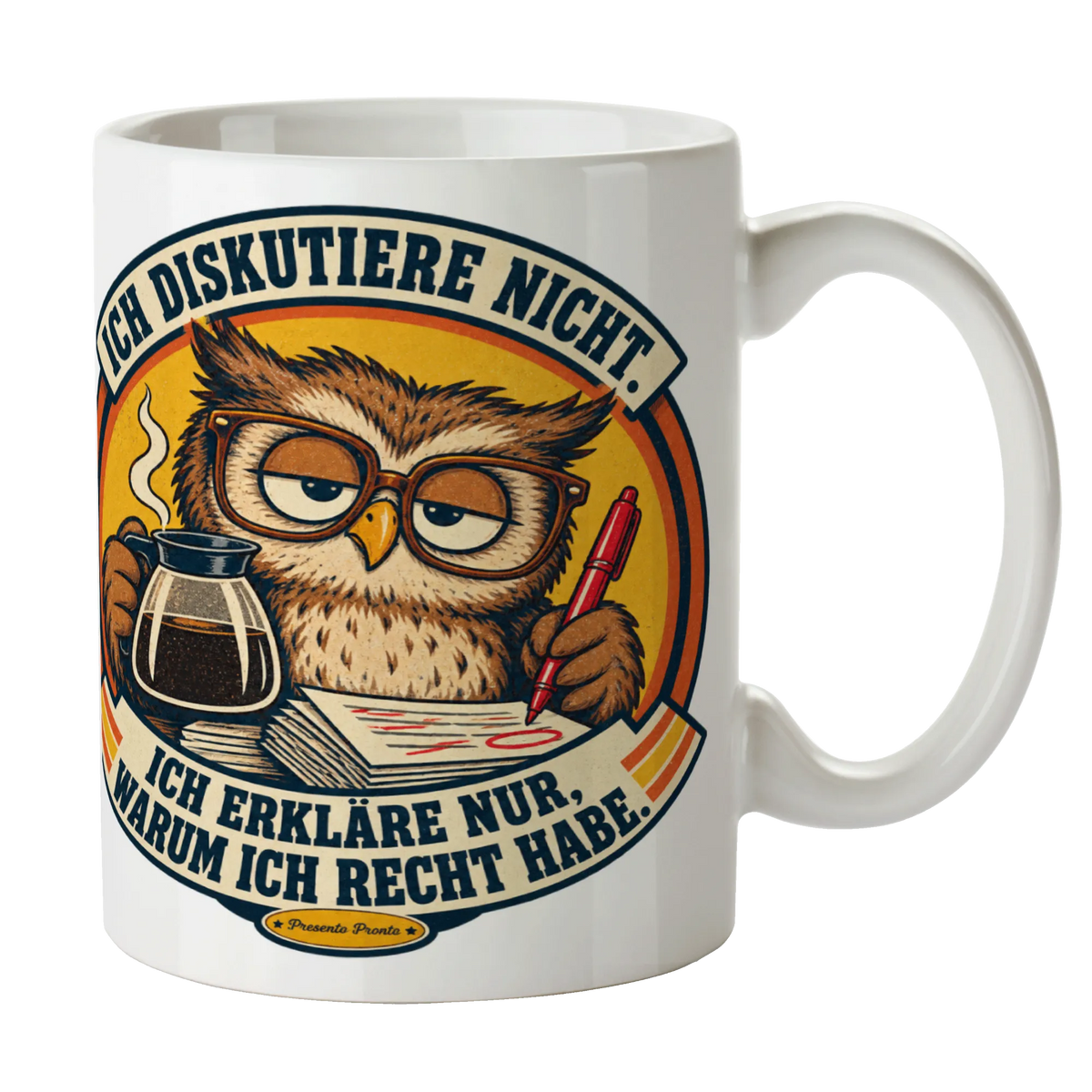 Lustige Tasse für Lehrer mit müdem Uhu|p:2016179|h:efd52f1c21b972420daa6846e53d3c6a