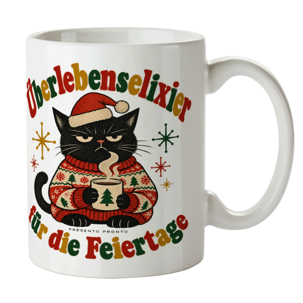 Lustige Tasse zu Weihnachten mit grimmiger Katze|p:2016181|h:0770b746974f3cdeeb093453e7fef77a