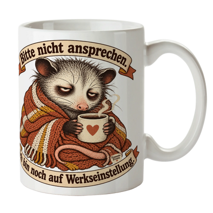Lustige Kaffeetasse für Morgenmuffel mit verschlafenem Opossum|p:2016190|h:aa03a9b955dfd8e9dc73214d5a3c1673