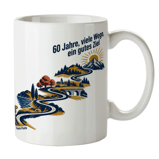 Lebensfrohe Tasse zum 60. Geburtstag mit Straße zum Horizont|p:2016465|h:856d21d0ad355cb6b8afd2a99055fb55