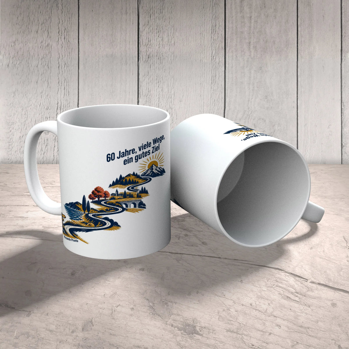 Lebensfrohe Tasse zum 60. Geburtstag mit Straße zum Horizont|p:2016465|h:46f4a1084f1eaadd6fe828c2c70badad
