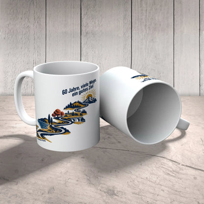 Lebensfrohe Tasse zum 60. Geburtstag mit Straße zum Horizont|p:2016465|h:46f4a1084f1eaadd6fe828c2c70badad