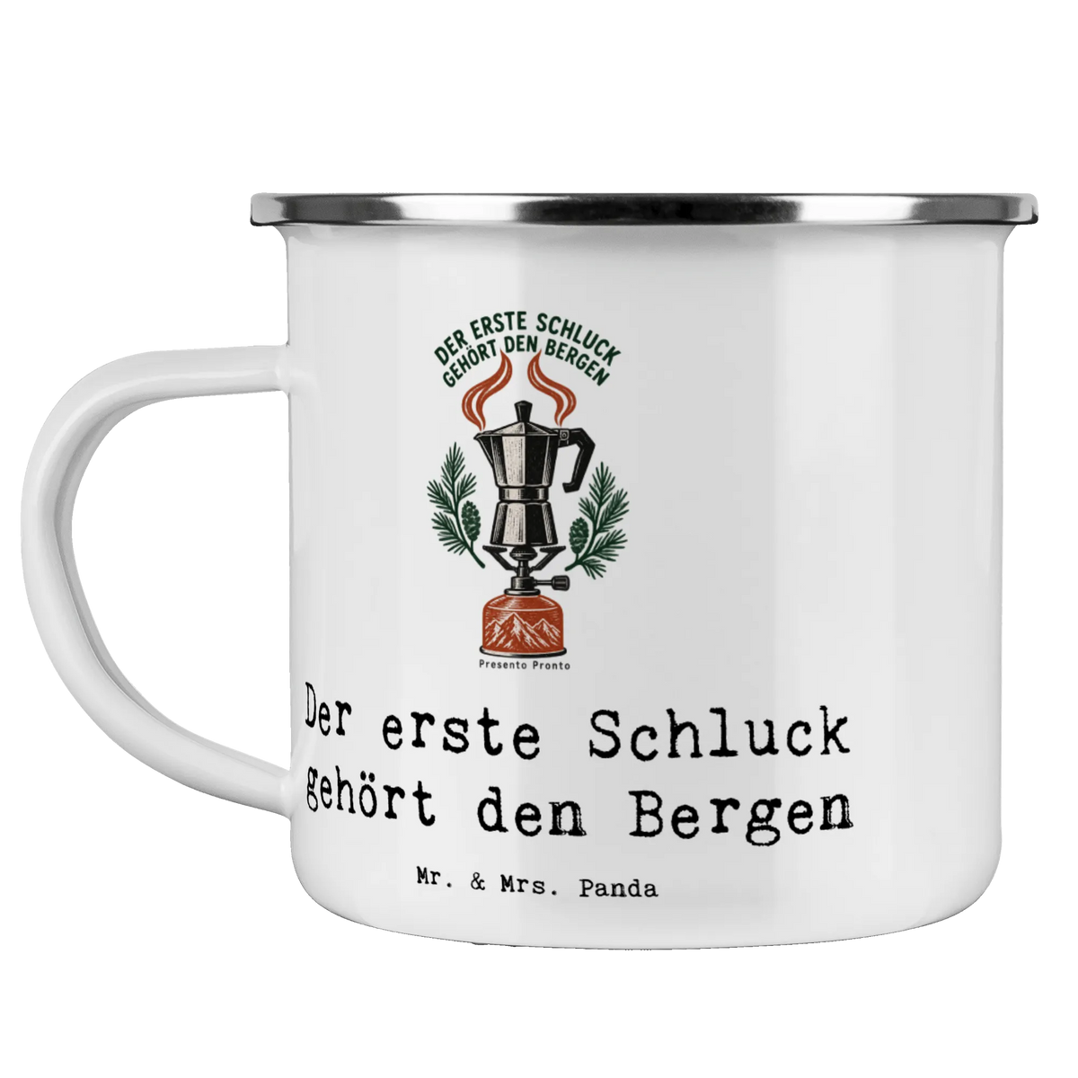 Gemütliche Camping Tasse aus Emaille für Bergliebhaber mit Espressokanne|p:2016467|h:5f3c780fd4c4493a1a52e83a9ca6594c