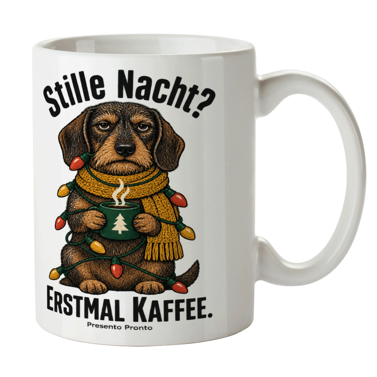 Lustige Tasse zu Weihnachten mit Dackel im Schal|p:2016477|h:0e792a8695832f8db6913cc449e90b98