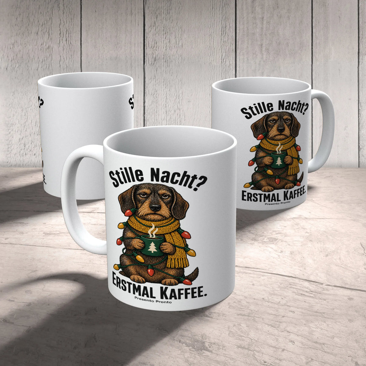 Lustige Tasse zu Weihnachten mit Dackel im Schal|p:2016477|h:d6e71548d5121b66c1a73e67be28ffee