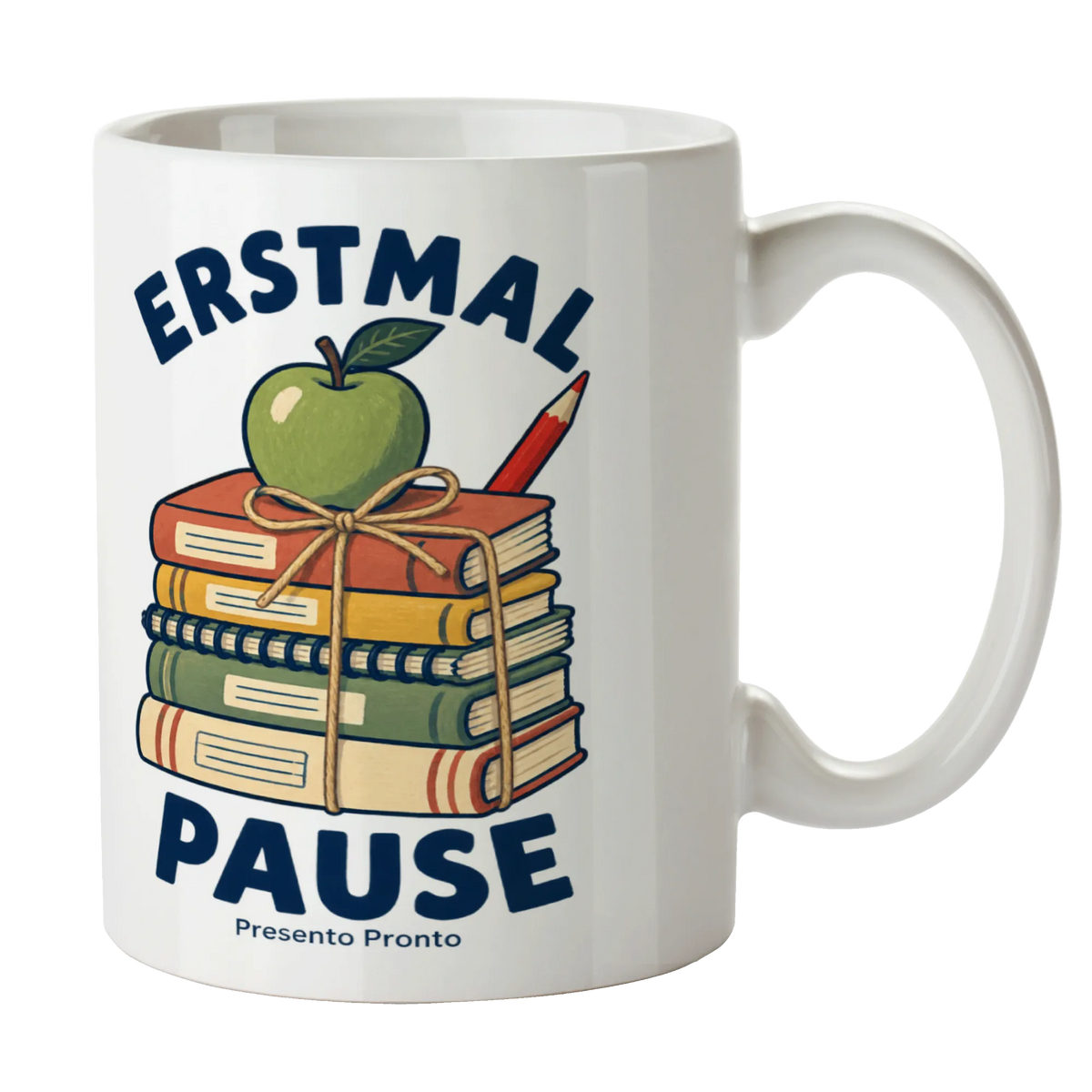 Lustige Tasse für Lehrerin mit Apfel und Schulheften|p:2016479|h:31076407b23131c3f289082bf736581a