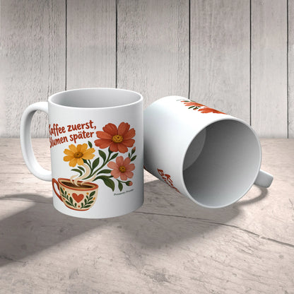 Lustige Kaffeetasse mit Blumen für Gartenfreundin|p:2016484|h:1767344ba755eb54b11c84b4bbd65700