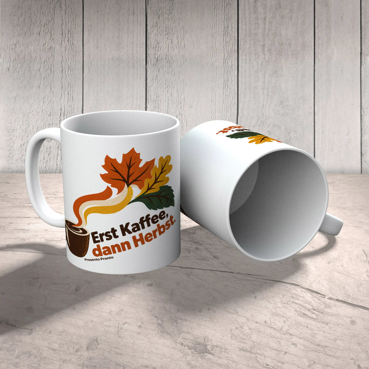 Lustige Kaffeetasse für den Herbst mit Herbstblättern|p:2016485|h:8fcaf76a01ee0016e0c21721769cb61f