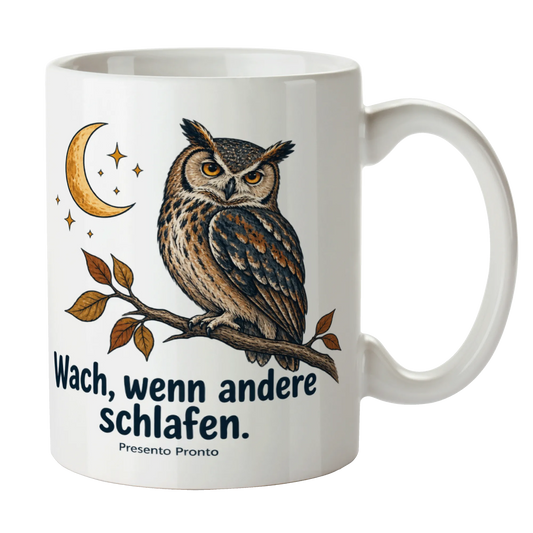Stimmungsvolle Keramiktasse mit Eule für Nachteulen|p:2016486|h:939e11d8852978421eb42cd26f779933