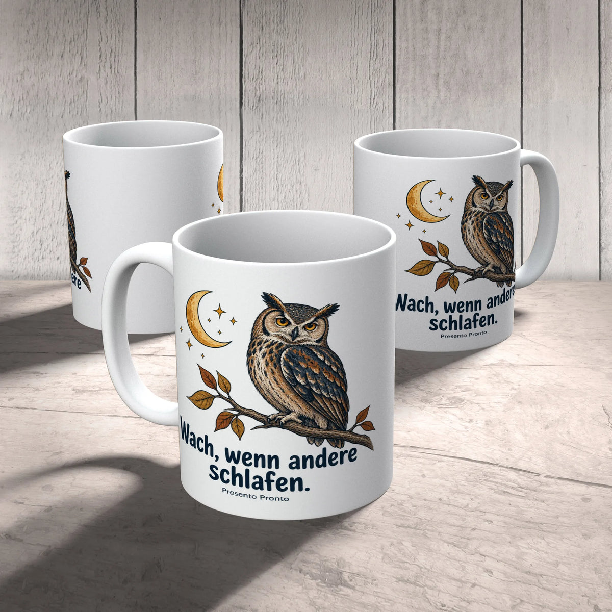Stimmungsvolle Keramiktasse mit Eule für Nachteulen|p:2016486|h:01a4eade873fa7fec1d12526c25486ad