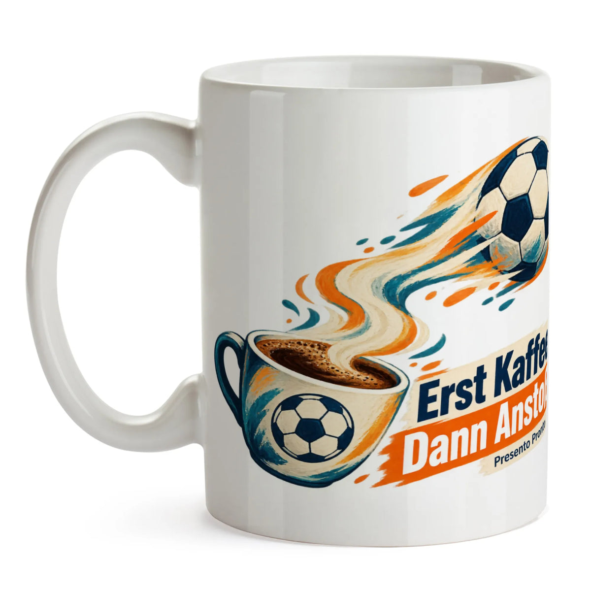 Lustige Kaffeetasse für Fußballfans mit Fußball im Kaffeedampf|p:2016488|h:e4358be685cac19a2314e9d1aa939c29