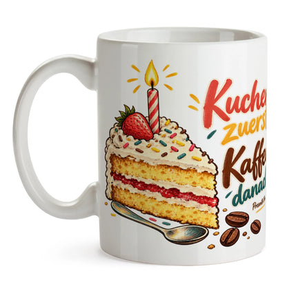 Lustige Tasse zum Geburtstag mit Kuchenscheibe und Kerze|p:2016533|h:09c1b8f5c42d32b4d115858e258a2b86