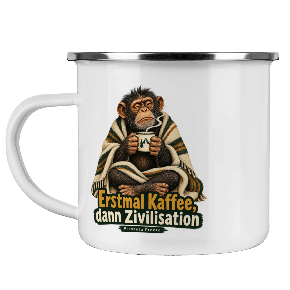Lustige Emaille Tasse mit Affe für Morgenmuffel|p:2016537|h:ac093e9dee5019f6cfe387f1b8905c70