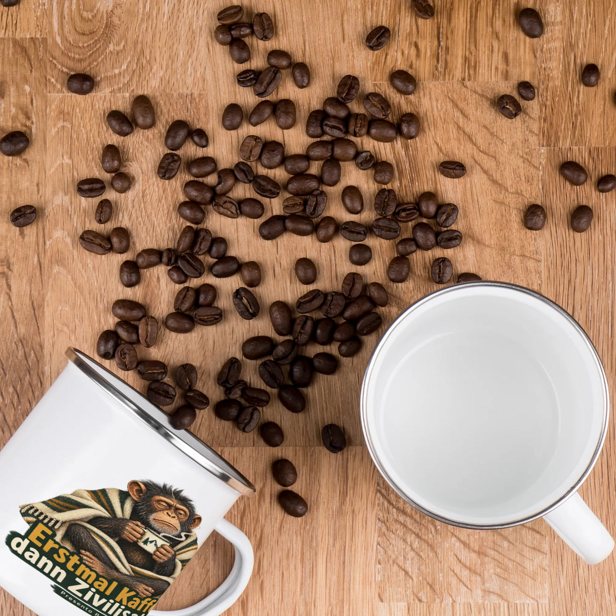 Lustige Emaille Tasse mit Affe für Morgenmuffel|p:2016537|h:737798eabadb72fb0fc1502e728d055e