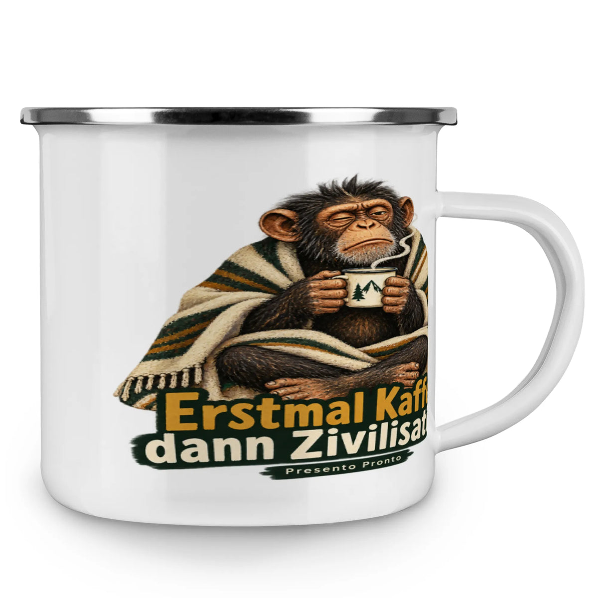Lustige Emaille Tasse mit Affe für Morgenmuffel|p:2016537|h:cc11a151de6604f8303a4059f51a0608