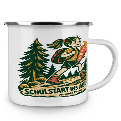 Abenteuerliche Emaille Tasse zur Einschulung für Mädchen mit Schülerin|p:2016542|h:650b25db8357462be3beaf76d5a337a2