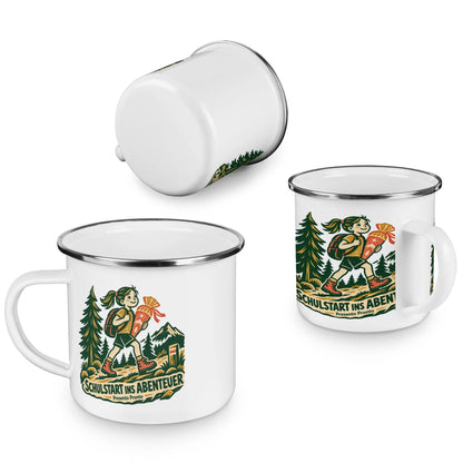 Abenteuerliche Emaille Tasse zur Einschulung für Mädchen mit Schülerin|p:2016542|h:281182c96c06335b9fef2882b3cbae47