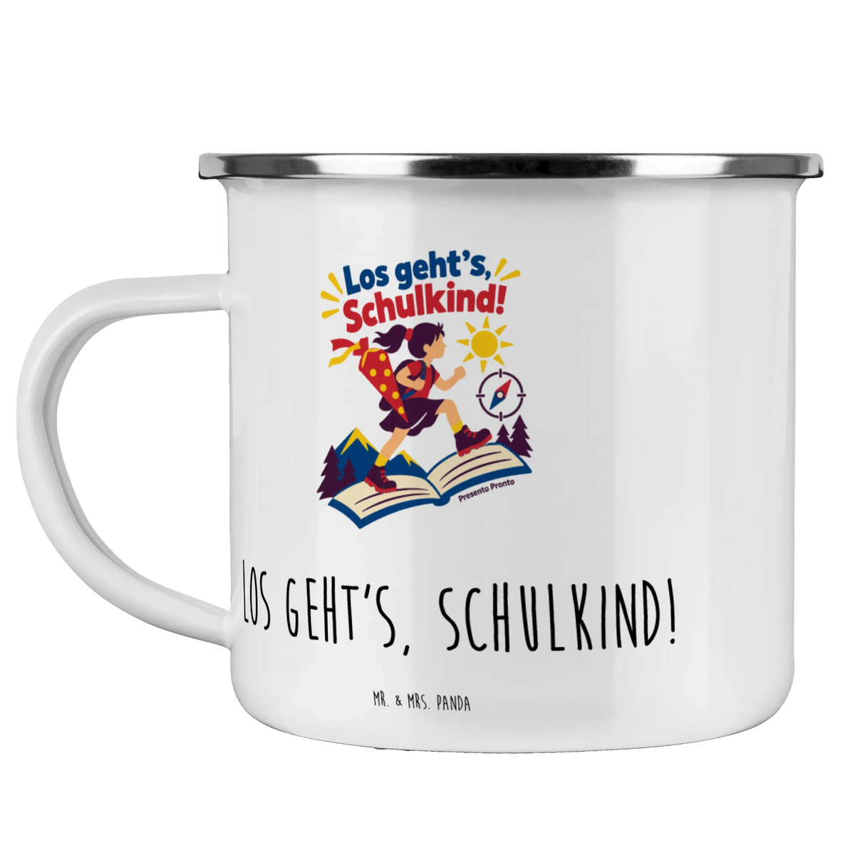 Fröhliche Emaille Tasse zur Einschulung für Mädchen mit Schultüte|p:2016546|h:8450a1540e71b3b063dd4db30aee44e4