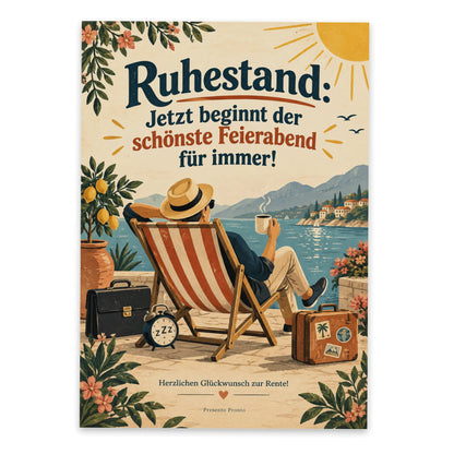 Lustige Grußkarte zur Rente mit Liegestuhl|p:2016551|h:df363d50fcf4b150f701533ecb492770