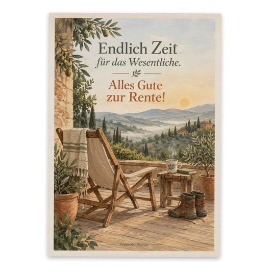 Entspannte Grußkarte zur Rente mit Liegestuhl|p:2016552|h:e70ab30a0dbef9db8fde36293367186d