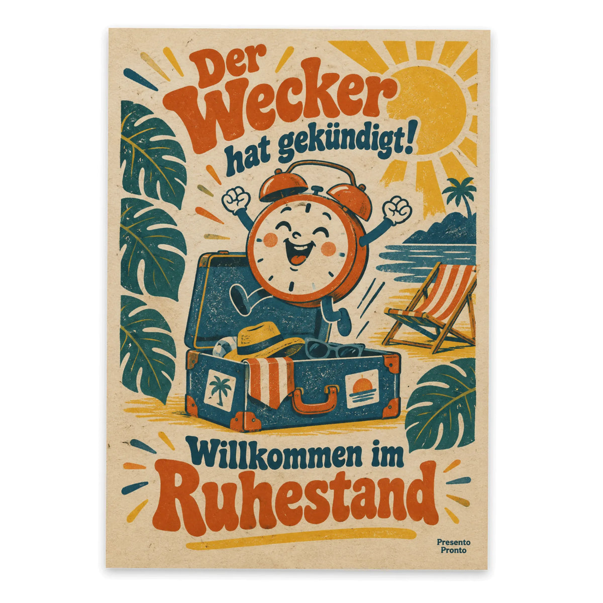 Lustige Grußkarte zur Rente mit springendem Wecker|p:2016553|h:3daa0195938470d55c86fdc6e83ea9ca