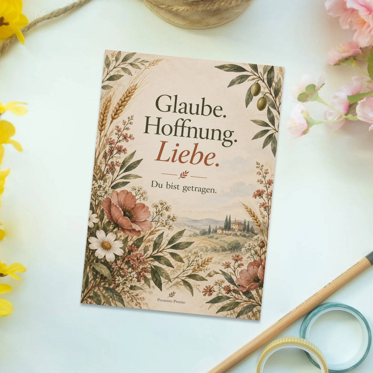 Ermutigende Christliche Postkarte zum Trost mit Wildblumen|p:2016555|h:e93ae815ded2524aaadc0e8361bdf525