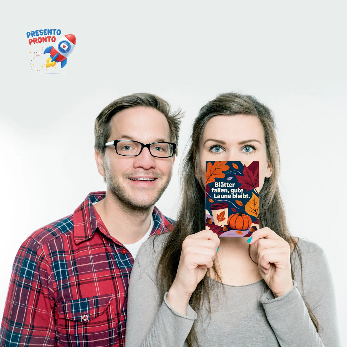 Fröhliche Herbst Postkarte mit Blättern und Kürbis|p:2016561|h:3eb559846c4abe8f6f0261516279472a
