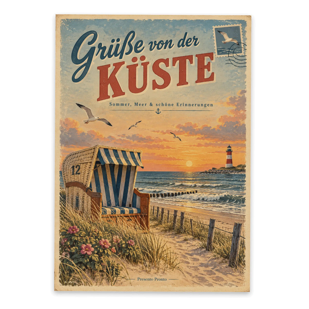 Nostalgische Vintage Postkarte für Urlaubsgrüße mit Leuchtturm|p:2016562|h:63dd1a59c09aead816c67e8ed9d2d158