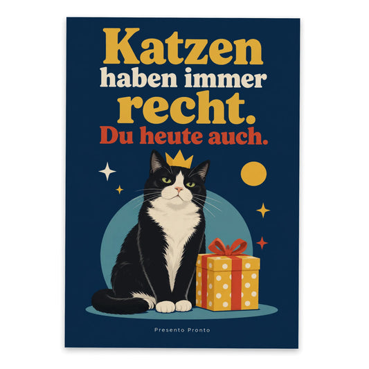Lustige Grußkarte für Katzenfans mit Papierkrone|p:2016564|h:5a0786b5f28b645a405ade41feb11442