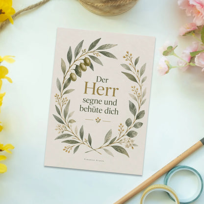 Besinnliche Christliche Postkarte für Segensgrüße mit Olivenzweig|p:2016567|h:c70fcbd7992280fc08ceba3a394079e5