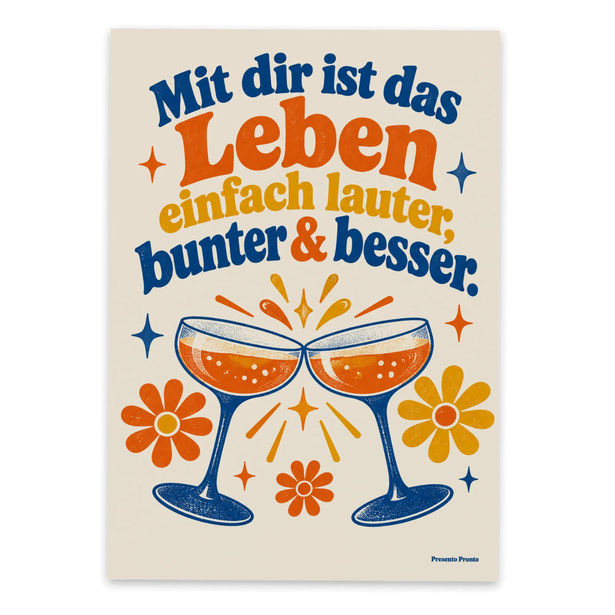 Lebensfrohe Postkarte für die Freundin mit Sektgläsern|p:2016574|h:8728068655644dc30aa99ef96102c481