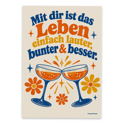 Lebensfrohe Postkarte für die Freundin mit Sektgläsern|p:2016574|h:8728068655644dc30aa99ef96102c481
