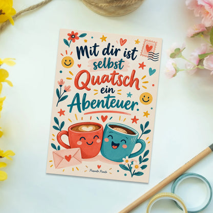 Lustige Postkarte für Freunde mit Kaffeetassen|p:2016578|h:cb4f210e9c8535c728d4e75e250184f0
