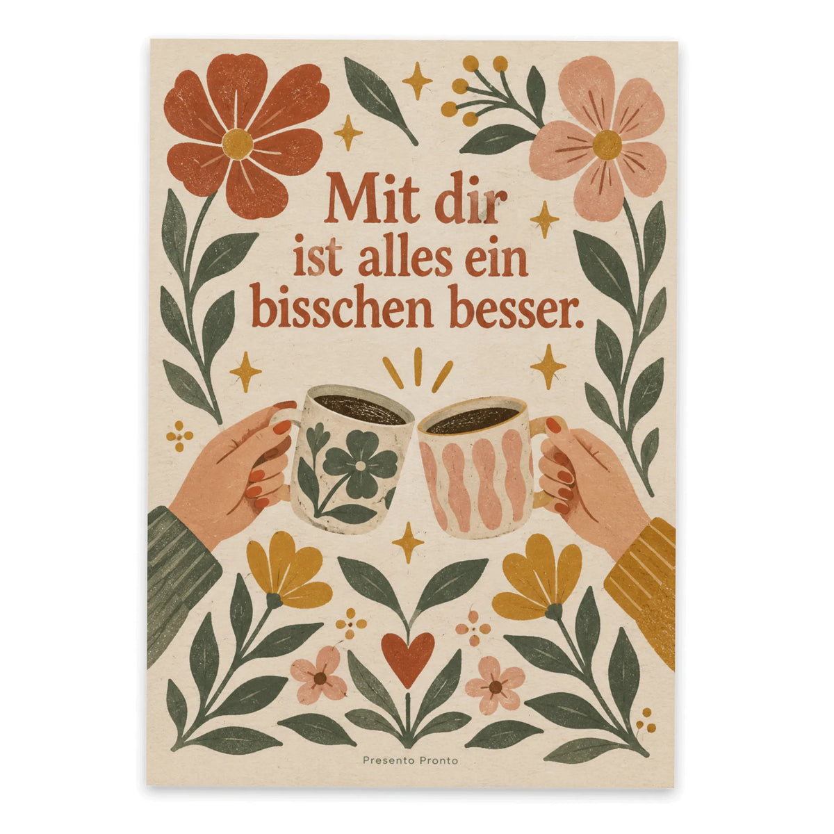 Herzliche Postkarte für Freunde mit Kaffeetassen|p:2016579|h:5ce784e4c43143ebc491c0f8a1369828