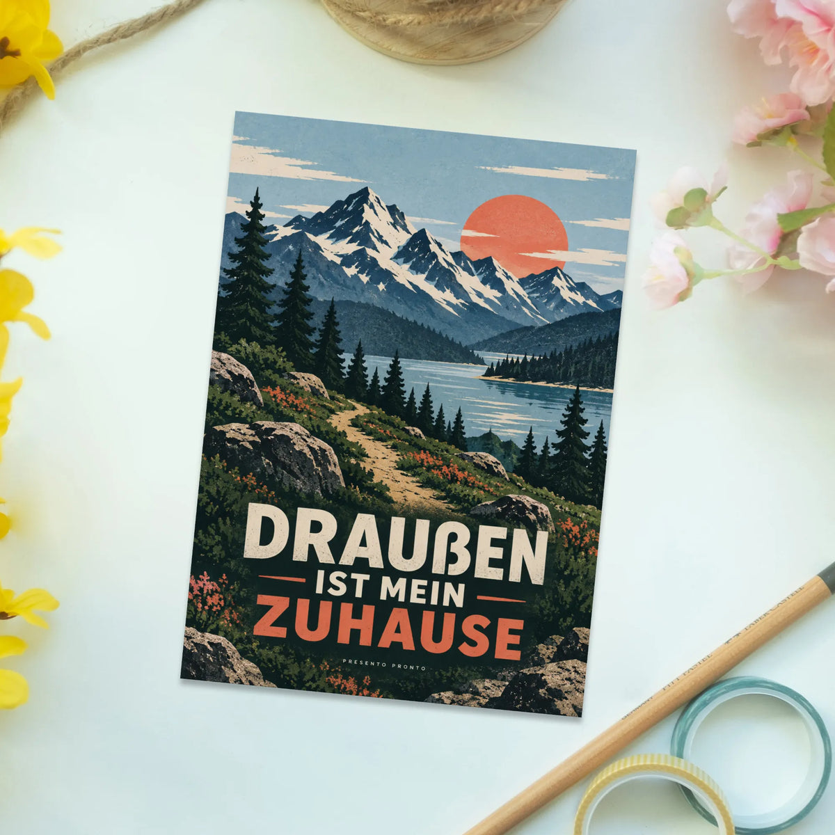 Abenteuerliche Natur Postkarte für Wanderfreunde mit Bergsee|p:2016591|h:106640db752b0e41283a1119b02767d2